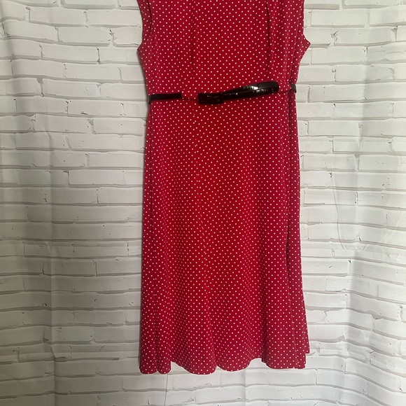 EUC NorthStyle polka dot red dress fit and flare Size 14P runs large fits 10 - Picture 12 of 13